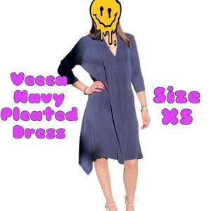 Clothing - Veeca Navy Blue Pleated Dress Size XS